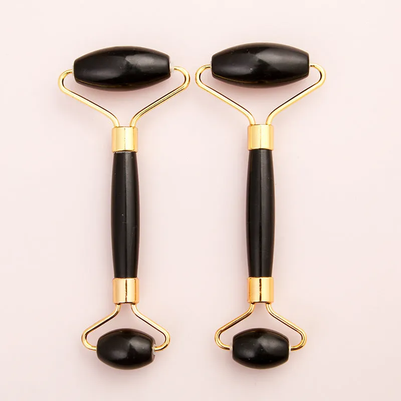 Natural Black Jade Roller Wholesale Jet Facial Massager Double-Headed Jade Roller Massage Stick Xiuyan Jade Beauty Instrument