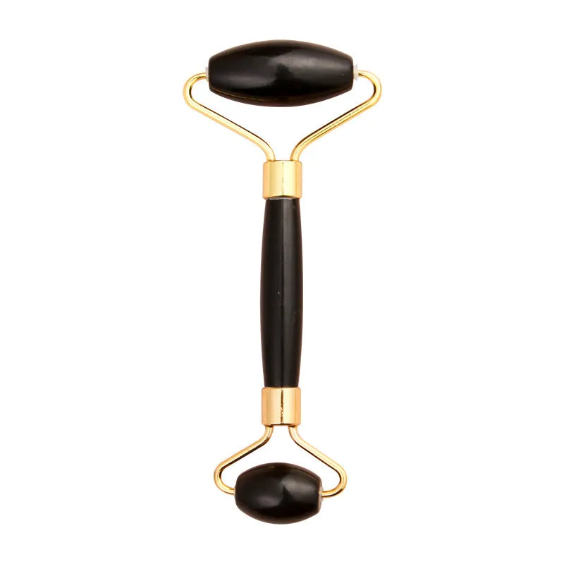 Natural Black Jade Roller Wholesale Jet Facial Massager Double-Headed Jade Roller Massage Stick Xiuyan Jade Beauty Instrument