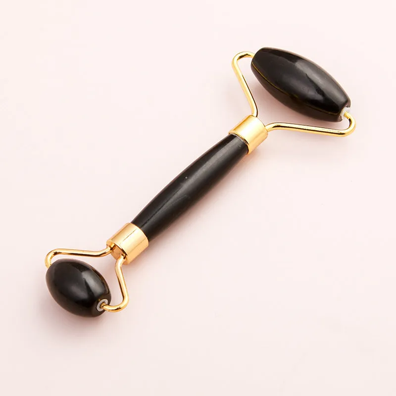 Natural Black Jade Roller Wholesale Jet Facial Massager Double-Headed Jade Roller Massage Stick Xiuyan Jade Beauty Instrument