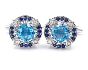 Natural Blue Topaz CuffLinks