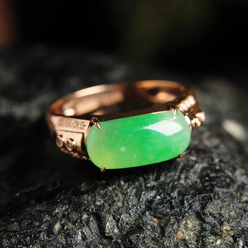 Natural Jade Ring Jadeite Gold Ring RG41