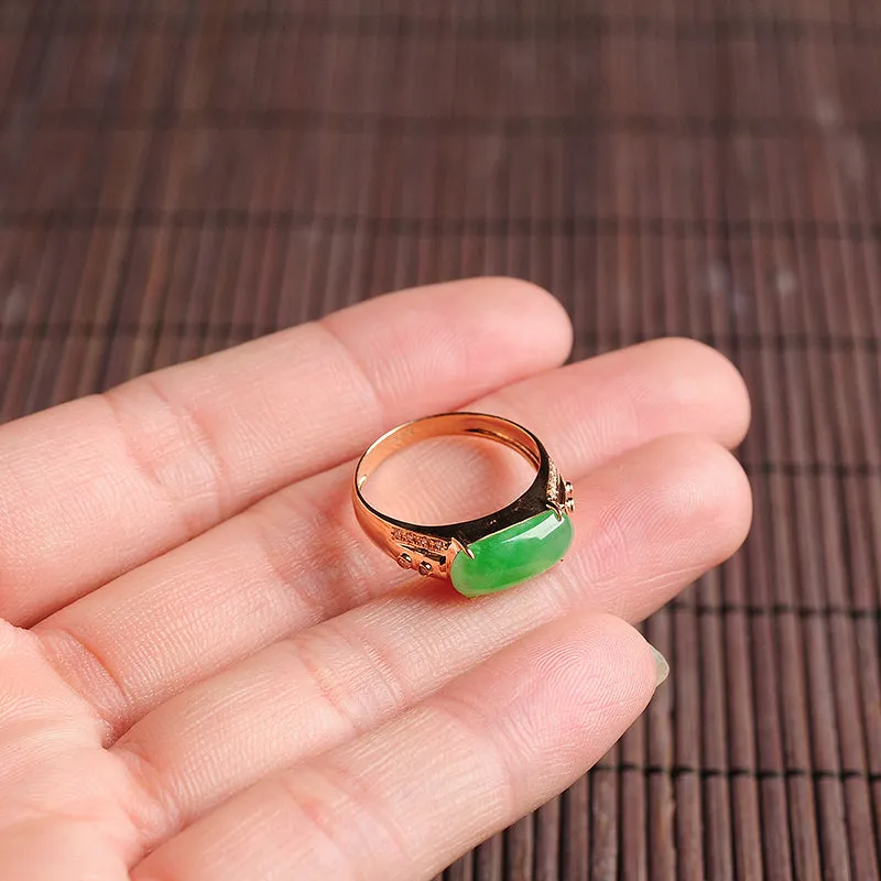 Natural Jade Ring Jadeite Gold Ring RG41