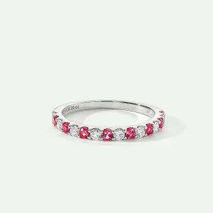 Odette | 9ct White Gold 0.25ct tw Lab Grown Diamond and Created Ruby Eternity Ring