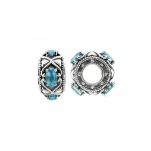 Oxidised Silver & Swiss Blue Topaz Charm S448SW