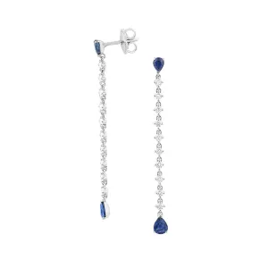 Pendant Earrings with Blue Sapphires and Diamonds