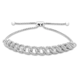 Pre-Owned Kay 1/5 ct Round-cut Diamond Link Bolo Bracelet in Sterling Silver