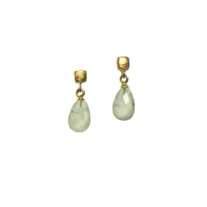 Prehnite Cube Faceted Earrings Fair Trade 24k Gold Vermeil