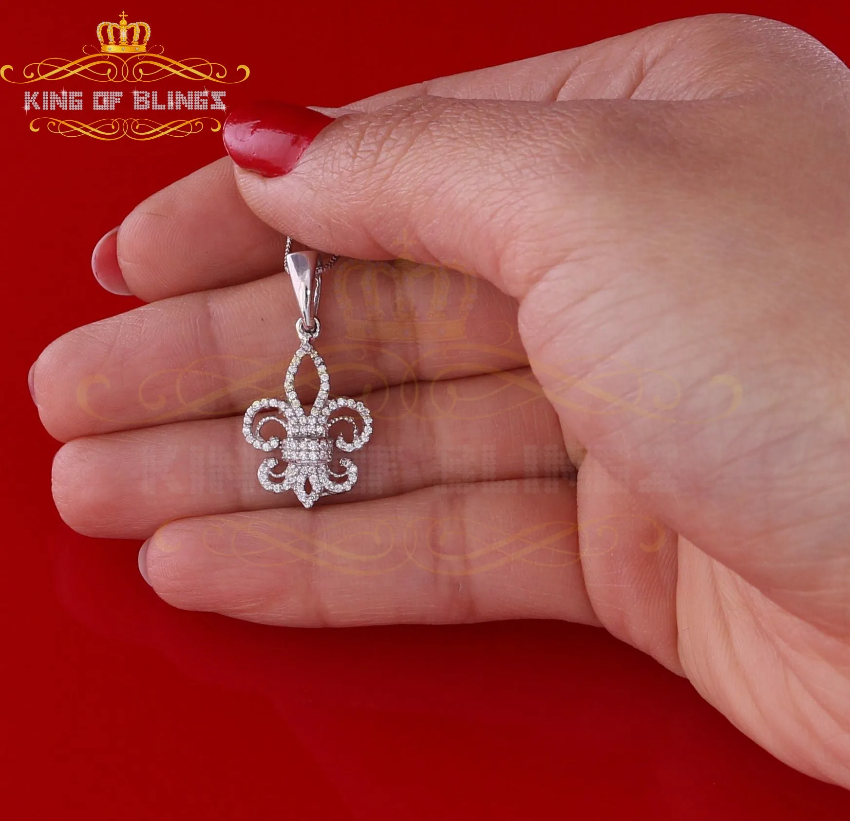 Promise Fleur de Lis Shape White Sterling Silver Pendant 0.69ct Cubic Zirconia