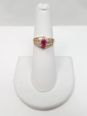 Ravishing 14k Yellow Gold Natural Ruby & Natural Diamond Ring