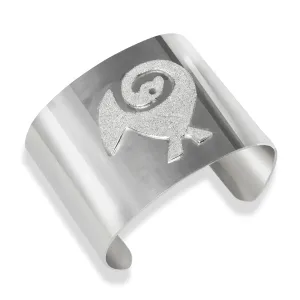 Sankofa Bird Solid .925 Sterling Silver Adjustable Wide Cuff Bracelet