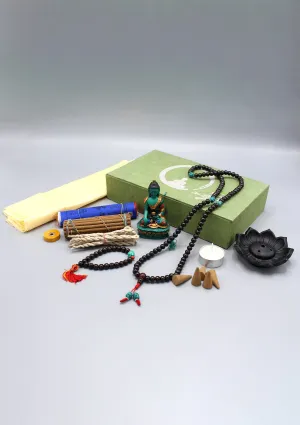 Shakyamuni Buddha Statue, Mala and Incense Buddhist Zen Gift Box