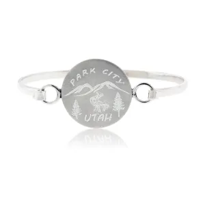 Silver Mountain Engraved Park City Bracelet