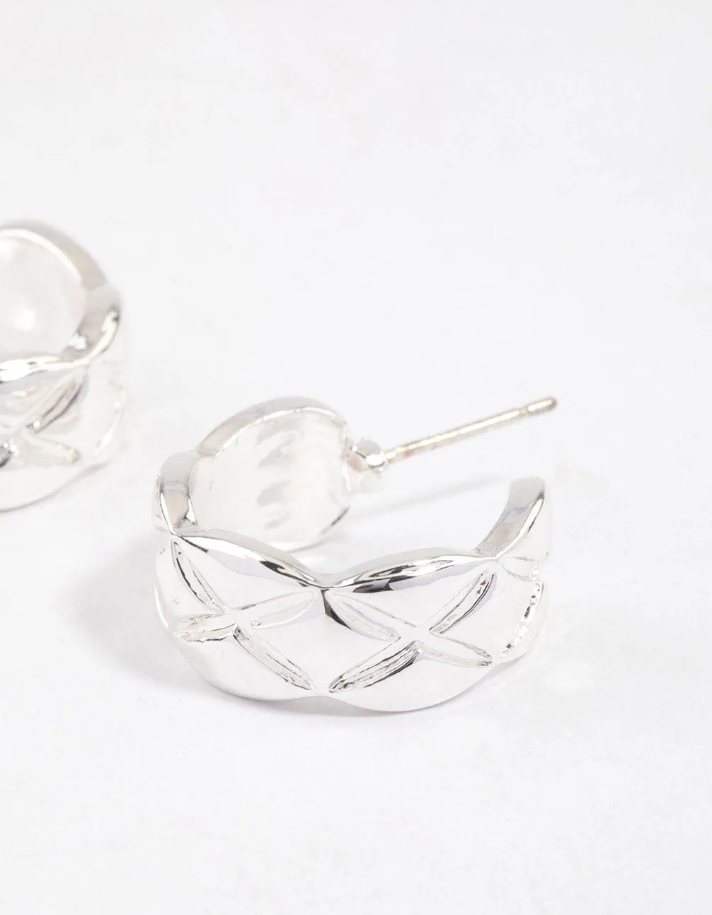 Silver Quilted Hoop Earrings & Polishing Set