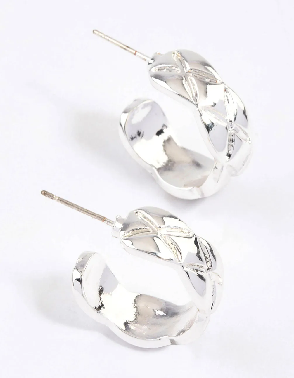 Silver Quilted Hoop Earrings & Polishing Set