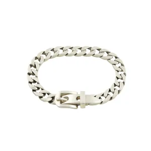 Silver "Belt Buckle x 8mm Curb Link" Chain Bracelet