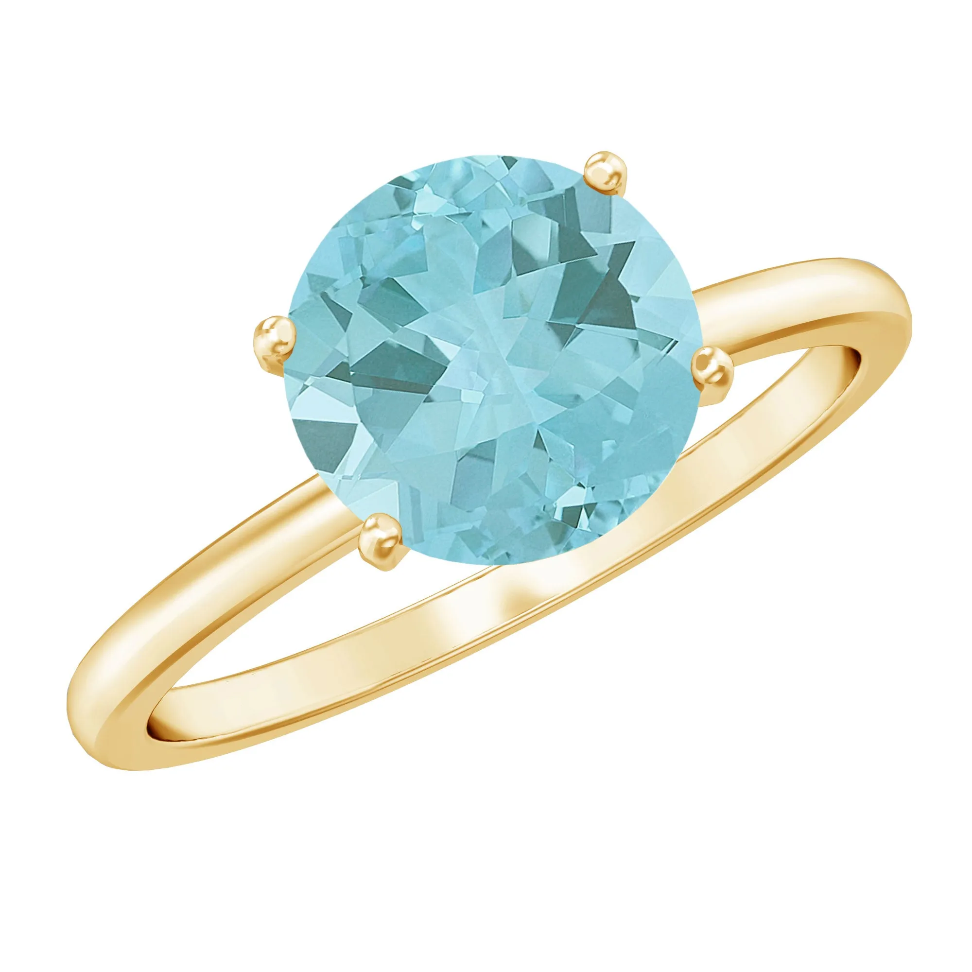 Simple Round Sky Blue Topaz Solitaire Ring