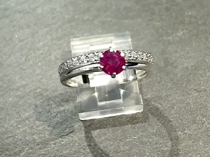 Size 9 GF Ruby, CZ, Sterling Silver Ring