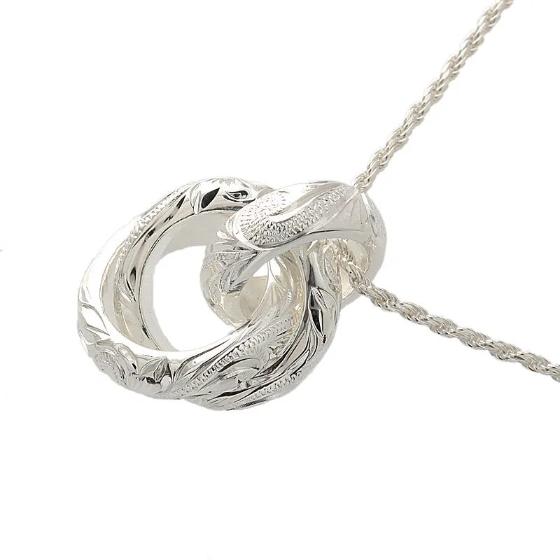 Sterling Hawaiian Scroll Double Ring Pendant (Chain Sold Separately)