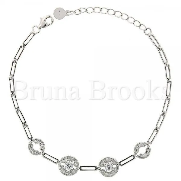 Sterling Silver 03.183.0012 Fancy Bracelet, with White Micro Pave, Polished Finish, Rhodium Tone