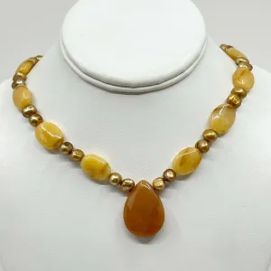 Sterling silver cultured pearl & aragonite bead necklace