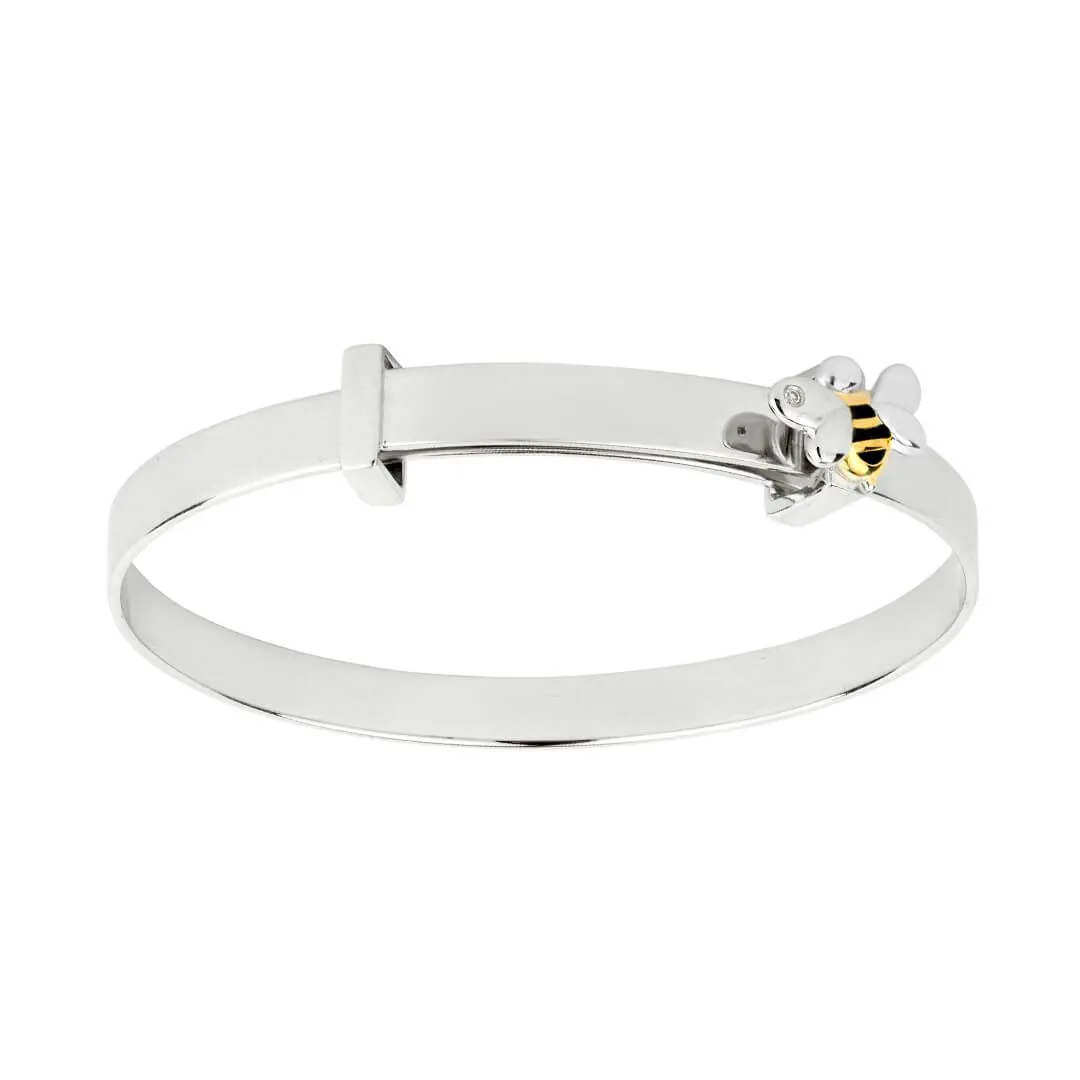 Sterling Silver Diamond Gold Plated Enamel Bee Bracelet