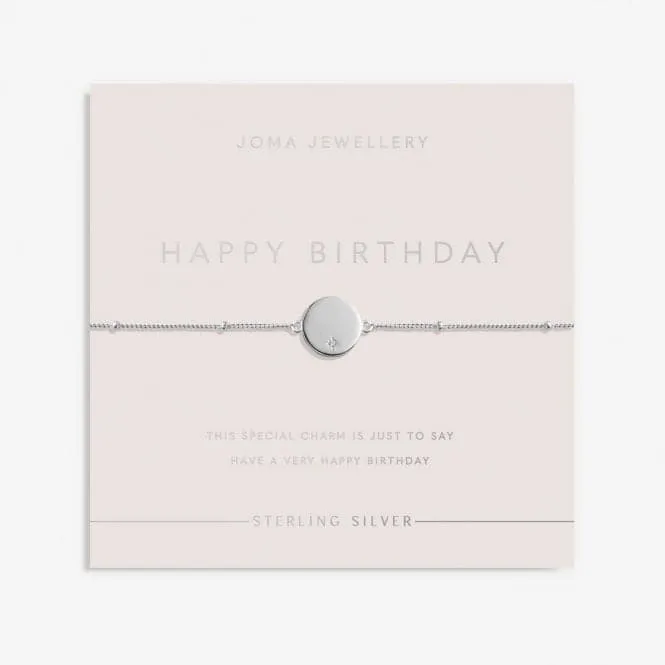 Sterling Silver Happy Birthday Disc Zirconia 16cm   3cm Bracelet JJS0001