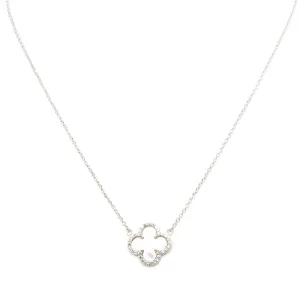 Sterling Silver Mother of Pearl CZ Clover Necklace