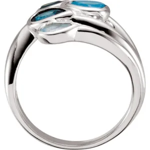 Sterling Silver Natural Sky Blue Topaz, Natural London Blue & Natural Swiss Blue Bypass Ring