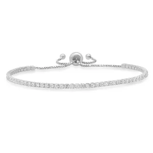 Sterling Silver Petite CZ Adjustable Bracelet