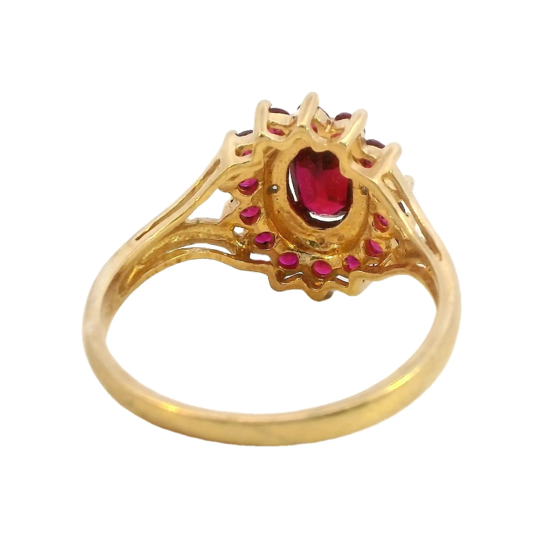 Stunning 9ct Yellow Gold Ruby and Diamond Ring