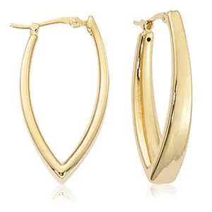 Tapered "V" Hoop Earrings, 14Kt