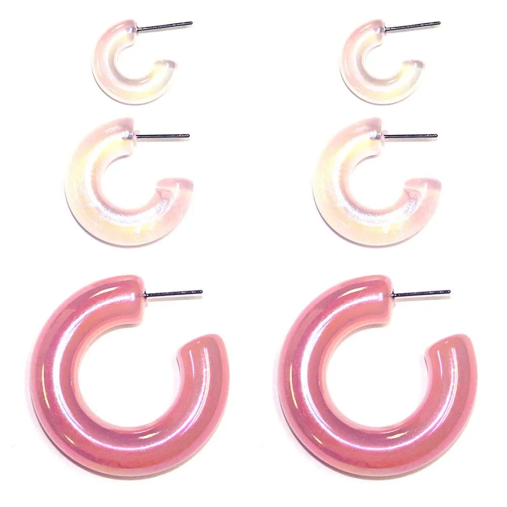 TE10537 Shiny C Shape Earrings Set