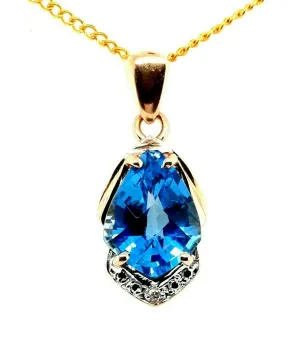 Topaz & Diamond 9ct Yellow Gold Pendant Fine Jewellery