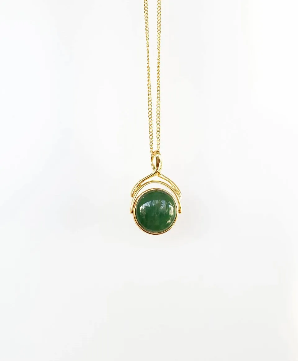 TWO SIDES JADE PENDANT - GOLD #1097