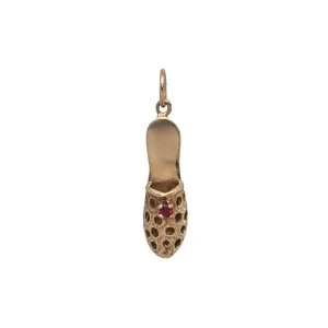 Vintage 10K Gold and Ruby Slipper Charm