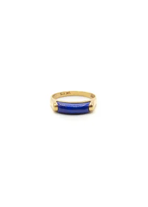 Vintage 1980's 14k Gold and Lapis Bar Ring