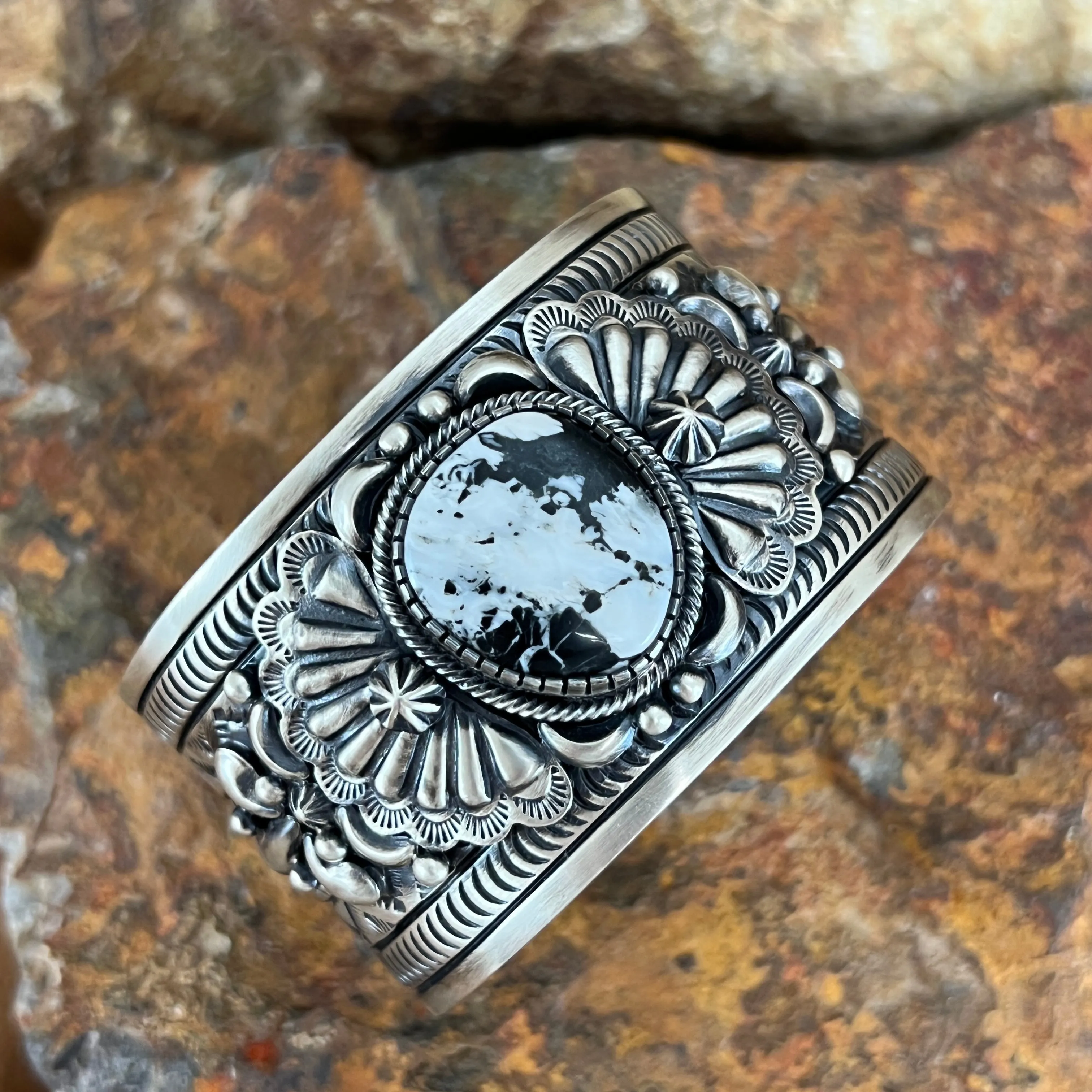 White Buffalo Sterling Silver Bracelet by Murphy Platero