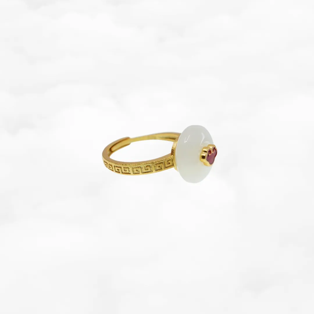 White Jade Auspicious Cloud Ring