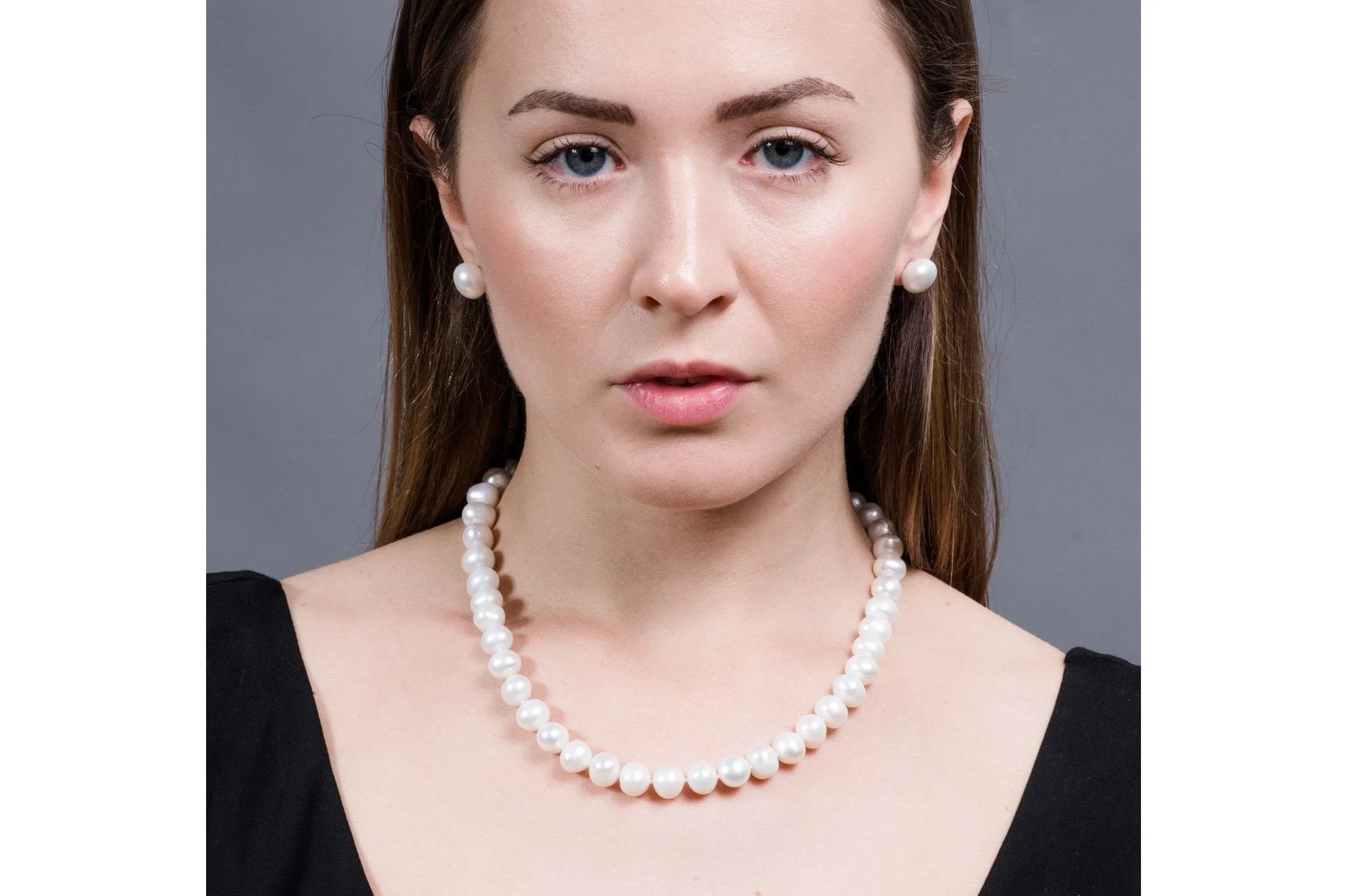 White Off-Round Freshwater Pearl Necklace 9-10mm