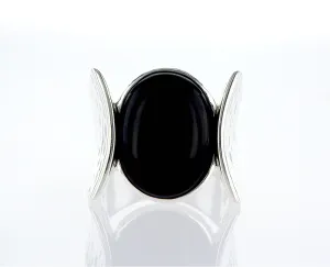 Wings silver black Onyx Ring