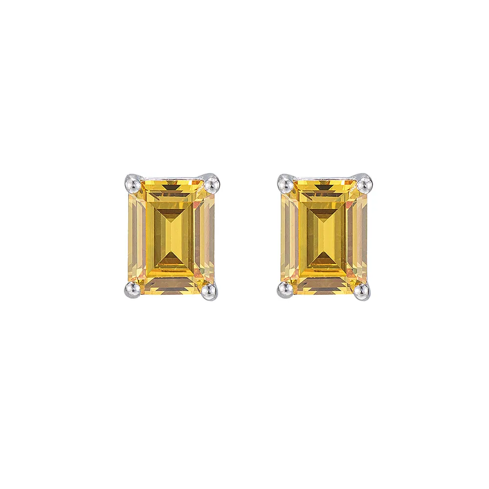 Yellow Sapphire Gemstone Stud Earrings