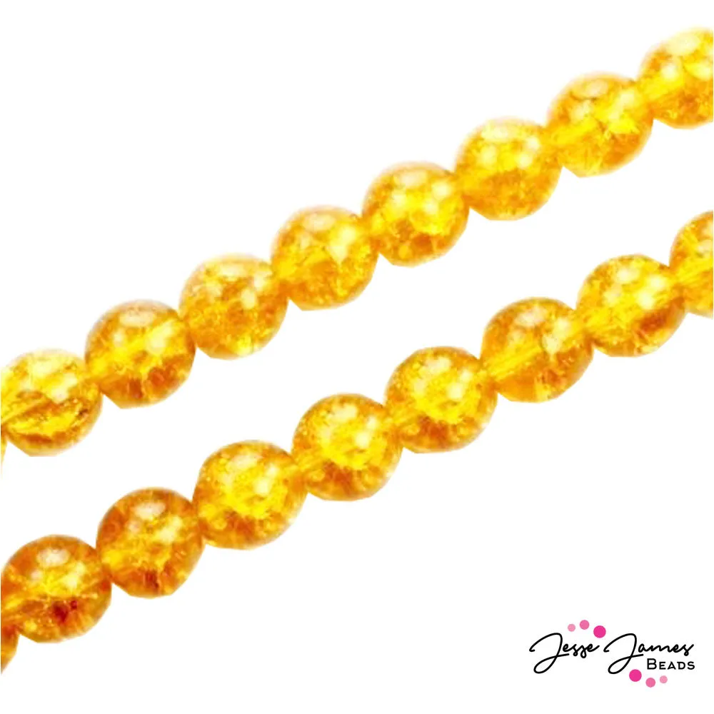 Yellow Topaz Czech Crackle 8mm 50 pieces